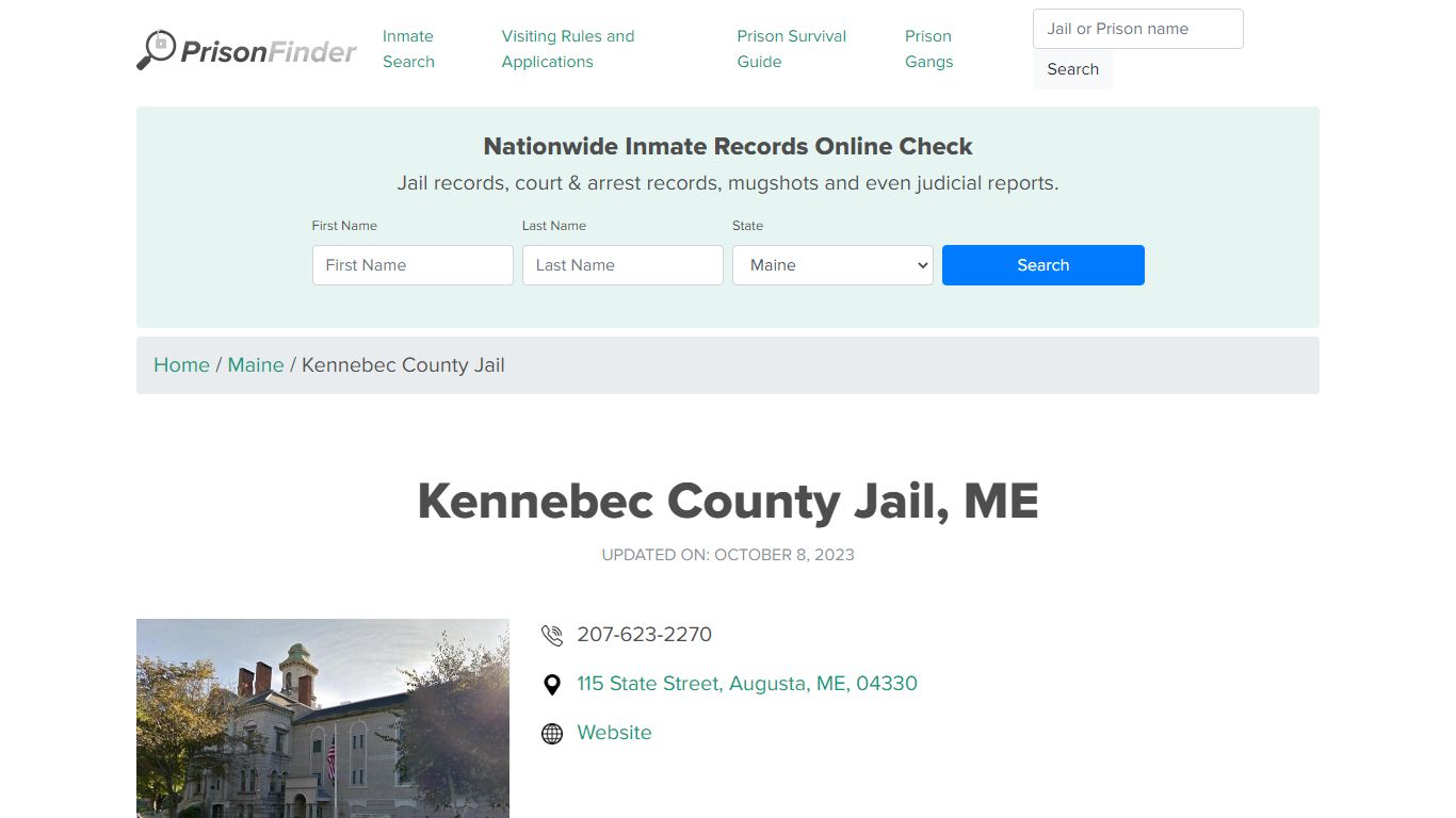 Kennebec County Jail, ME Inmate Search, Mugshots, Visitation, Phone no ...